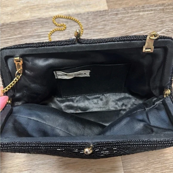 Black Evening Clutch with Gold Chain - Picture 2 of 2